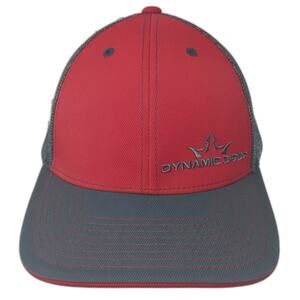 Dynamic Discs Baseball Cap Red XL Mesh Back Fitted Hat Embroidered Disc Golf